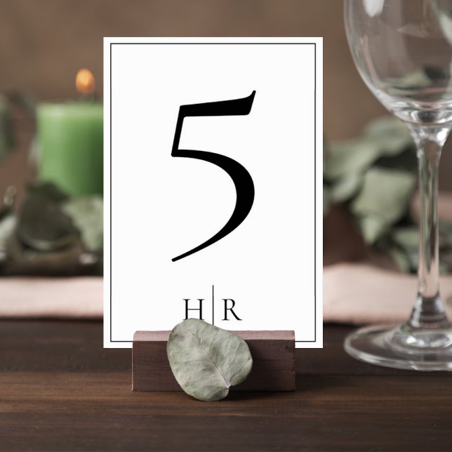 Numeração De Mesa Minimalist Monogram Wedding Table Number Card (Criador carregado)