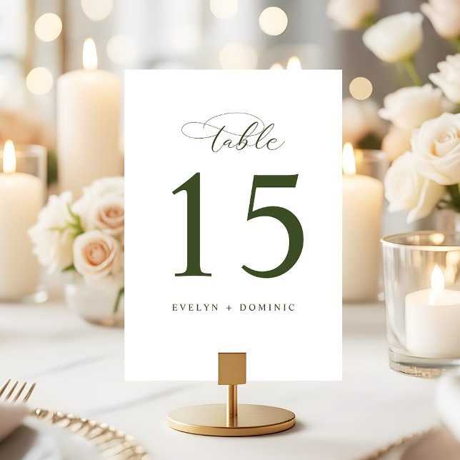 Numeração De Mesa Minimalist White Green  Wedding Table Number Cards (Criador carregado)