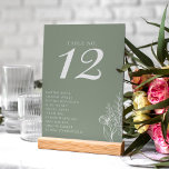 Numeração De Mesa Mínimalista Sage Green Modern Boho Nomes de Casame<br><div class="desc">Número da Tabela de Nomes de Casamento de Boho Moderno Verde Sage Minimalista.</div>