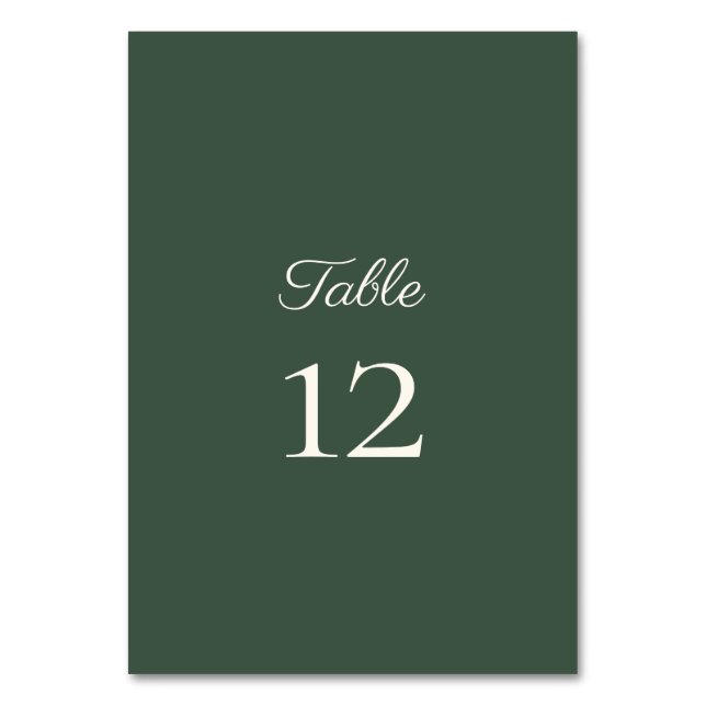 Numeração De Mesa Minimalista Script Highland Musgo Verde (Frente)