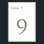 Numeração De Mesa Mínimo de Escrita Manual Verde Dusty<br><div class="desc">Número Mínimo de Tabela de Manuscrito Verde Dusty</div>