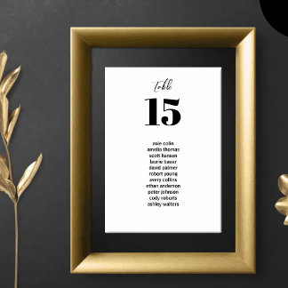 Numeração De Mesa Mínimo de Placa Preta e Branca Moderna