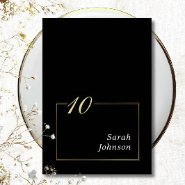Numeração De Mesa Mínimo de Script Elegante Dourado Preto Branco Pre