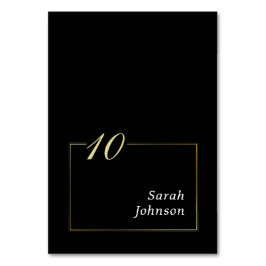 Numeração De Mesa Mínimo de Script Elegante Dourado Preto Branco Pre