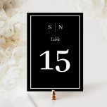 Numeração De Mesa Mínimo e Chic | Preto Escuro com Casamento Frontei<br><div class="desc">Estes elegantes e modernos números das mesas de casamento apresentam um simples design de texto negro minimalista,  com um clássico quadro branco na fronteira. Adicione suas iniciais ou monograma para torná-las completamente suas.</div>