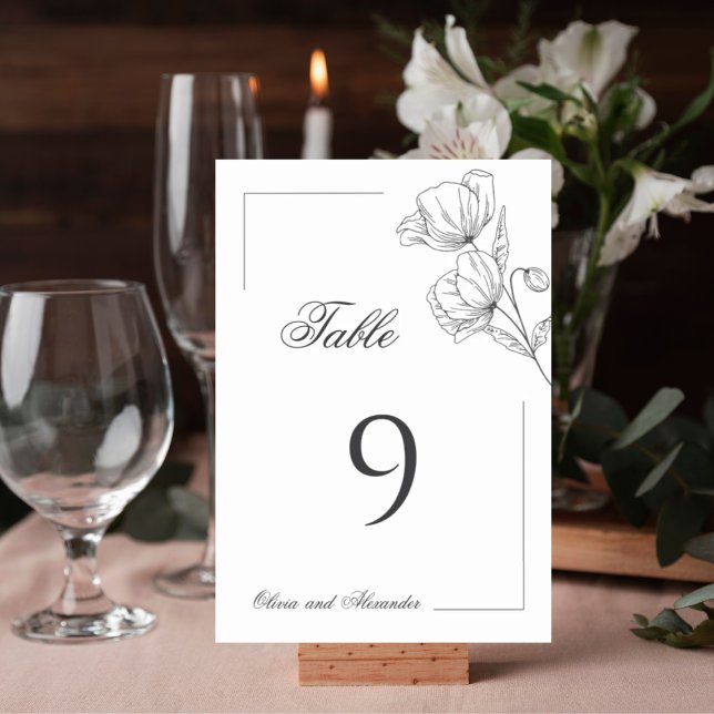 Numeração De Mesa Mínimo elegante de papoila-chic (Criador carregado)
