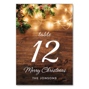 Numeração De Mesa Mistletoy Branch Rustic Wood Natal