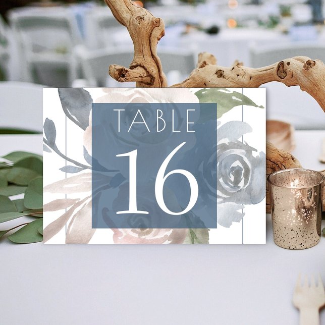 Numeração De Mesa Misty Lake | Amável Slate Hued Slate Floral Suave (Criador carregado)