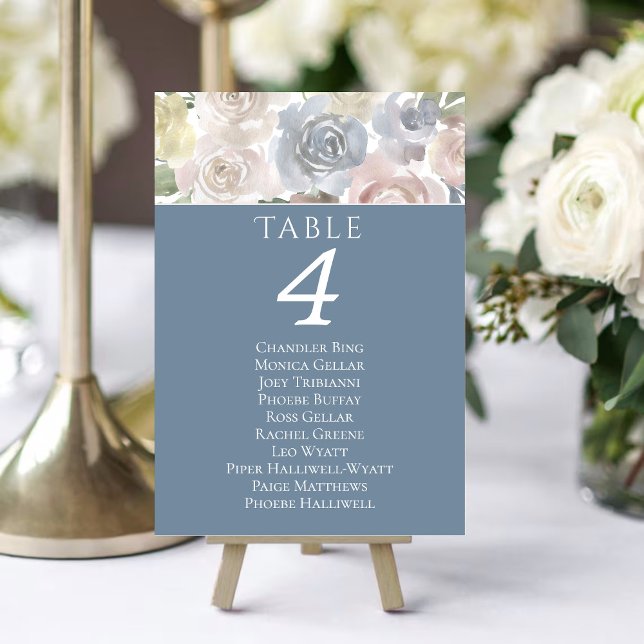 Numeração De Mesa Misty Lake | Nomes de Convidado Floral de Soft Dus (Criador carregado)
