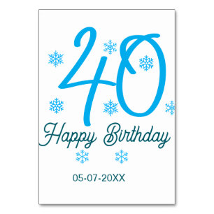 Numeração De Mesa modelo azul de 40º aniversário adicionar nome data