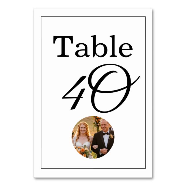 Numeração De Mesa Modelo com Imagem Personalizada Casamento Editável (Frente)