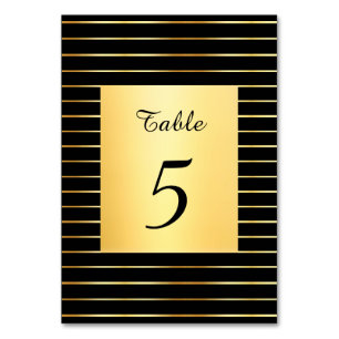 Numeração De Mesa Modelo Elegante Escrito à Mão Preto e Dourado