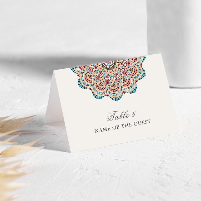Numeração De Mesa Modern Artistic Motif Mandala Wedding Place Card (Criador carregado)