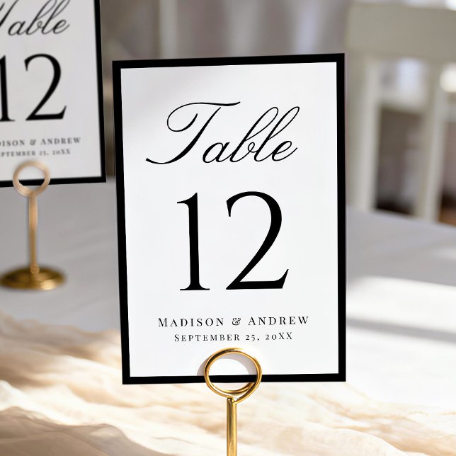 Numeração De Mesa Modern Black Border Wedding (Criador carregado)