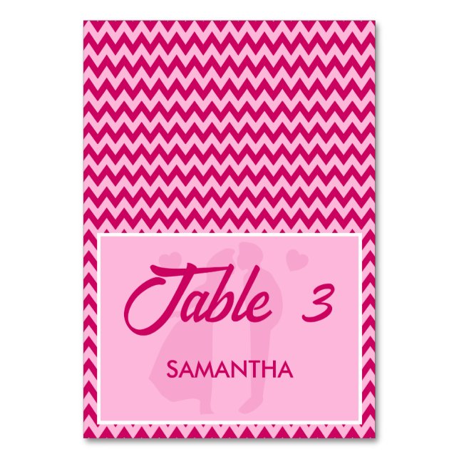Numeração De Mesa Modern Blush Pink Chevron Wedding Place Card (Frente)