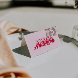 Numeração De Mesa Modern Colorful Red Pink Retro Wedding Place Cards
