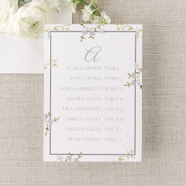 Numeração De Mesa Modern Floral Grey Wedding Seating Chart