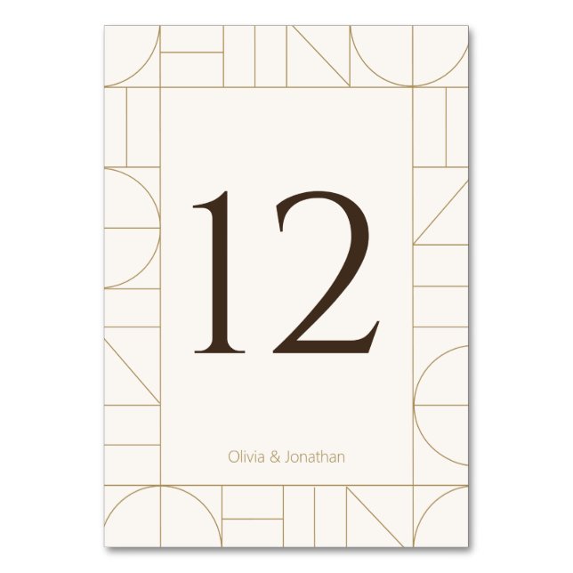 Numeração De Mesa Modern Gold Ornaments Cream Wedding (Frente)