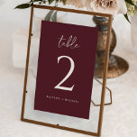 Numeração De Mesa Modern Merlot Wedding<br><div class="desc">Números de Tabelas de Casamento Merlot (Borgonha / Vinho) - Esses números de tabela modernos apresentam um estilo manuscrito de tendências. Altere seus nomes e adicione individualmente ao carrinho.</div>