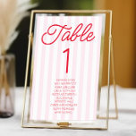 Numeração De Mesa Modern Minimal Minimalist Red Pink Stripes Wedding<br><div class="desc">This is a Modern Minimal Minimalist Red Pink Stripes Wedding Table Number w/ Names!</div>