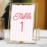 Numeração De Mesa Modern Minimal Minimalist Red Pink Stripes Wedding<br><div class="desc">This is a Modern Minimal Minimalist Red Pink Stripes Wedding Table Number!</div>