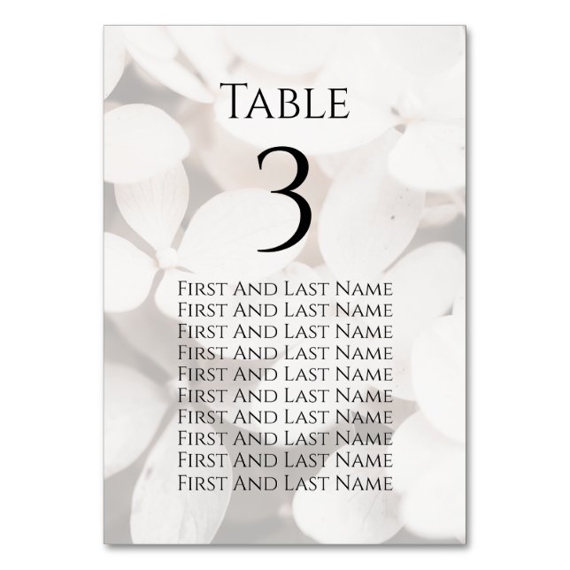 Numeração De Mesa Modern Minimalist White Floral Seating Chart Card (Frente)