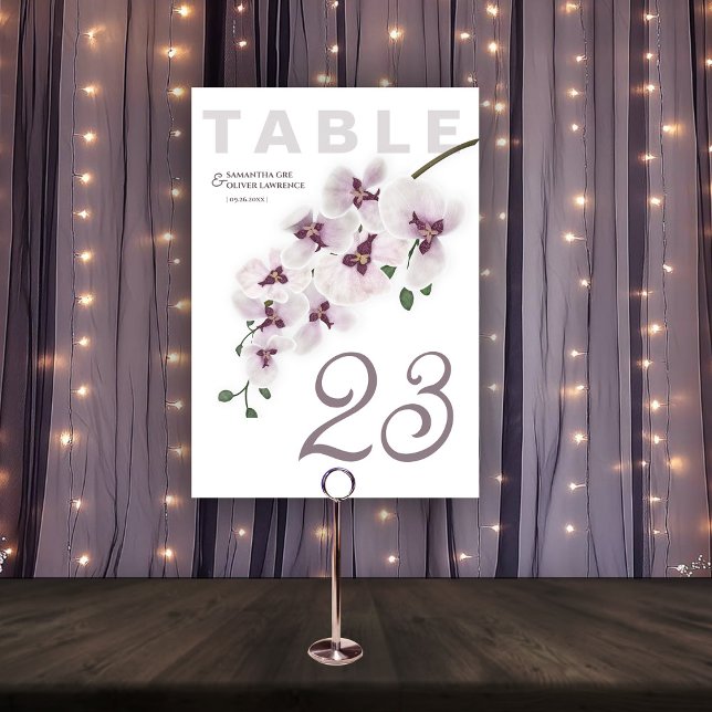 Numeração De Mesa Modern Orchid Charm Wedding Table Number Card (Criador carregado)