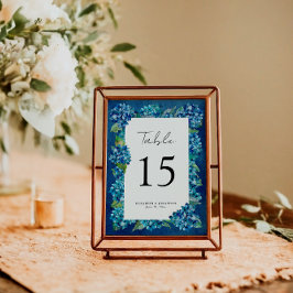 Numeração De Mesa Modern Rustic Navy Blue Hydrangeas Striped Wedding