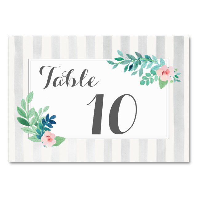 Numeração De Mesa Modern Stripes Casamento Watercolor Personalizado (Frente)