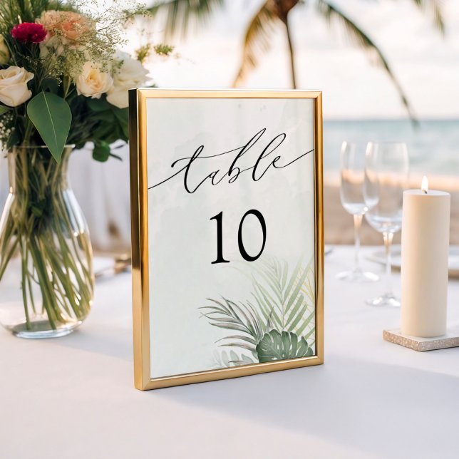 Numeração De Mesa Modern Tropical Watercolor Wedding (Criador carregado)
