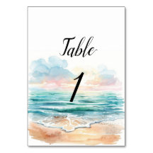 Modern Watercolor Sea-Themed Table Numbers