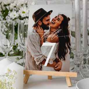 Numeração De Mesa Moderno Casamento 2-Foto com Letra Manual Minimali