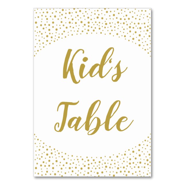 Numeração De Mesa Moderno Elegante Dourado Confetti Casamento KIds" (Frente)