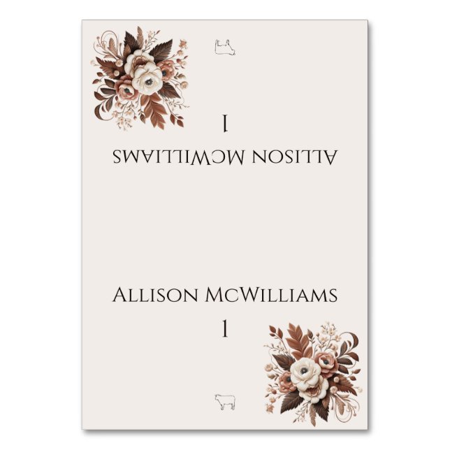 Numeração De Mesa Moderno Elegante País Ocidental- Ícone Carne Fleal (Frente)