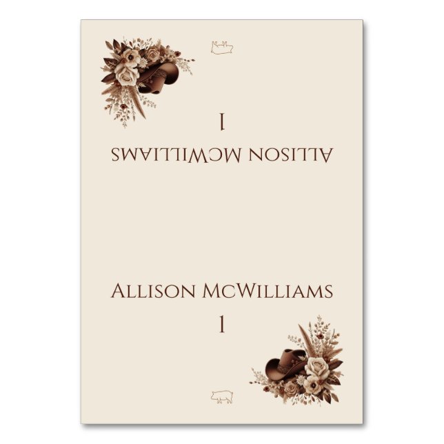 Numeração De Mesa Moderno Elegante País Ocidental- Ícone Floral Pork (Frente)