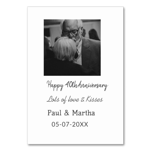 Numeração De Mesa Moderno feliz 40º aniversário adicionar nome data  (Frente)