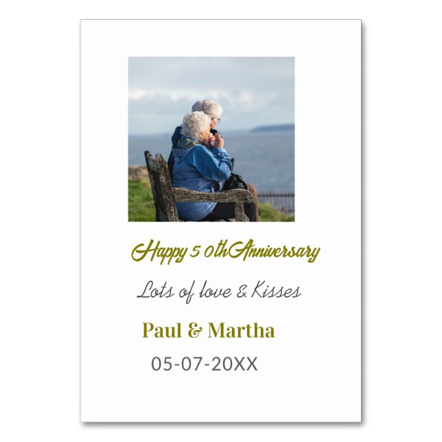 Numeração De Mesa Moderno feliz aniversário de 50 anos adicionar nom (Frente)