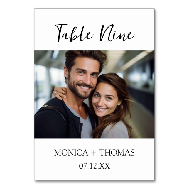 Numeração De Mesa Moderno Manuscrito + Foto Clássica Serif (Frente)
