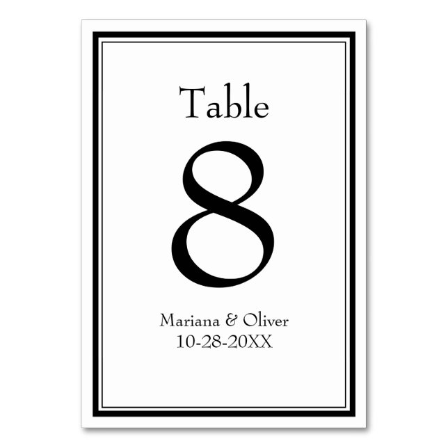 Numeração De Mesa Moderno Minimalista Preto Branco  (Frente)