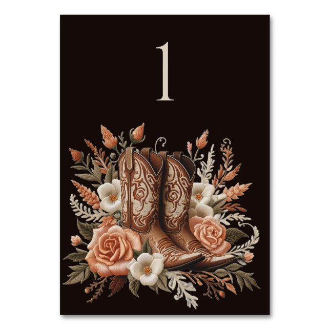 Numeração De Mesa Moderno País Elegante - Flores Ocidentais (Frente)