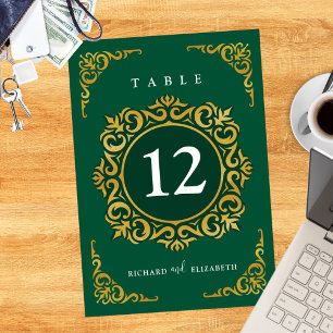 Numeração De Mesa Moldura Barroca Verde Esmeralda Ornamental Real
