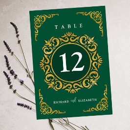 Numeração De Mesa Moldura Barroca Verde Esmeralda Real Ornamental