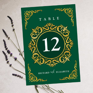 Numeração De Mesa Moldura Barroca Verde Esmeralda Real Ornamental