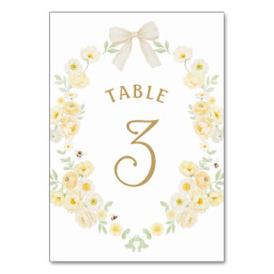 Numeração De Mesa Moldura de Arco de Flores Amarelas