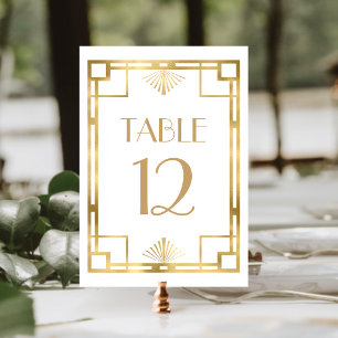 Numeração De Mesa Moldura Deco Vintage dos Anos 1920 em Ouro Branco
