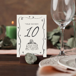 Numeração De Mesa Moldura Ondulada Caprichosa Desenhada à Mão Casame
