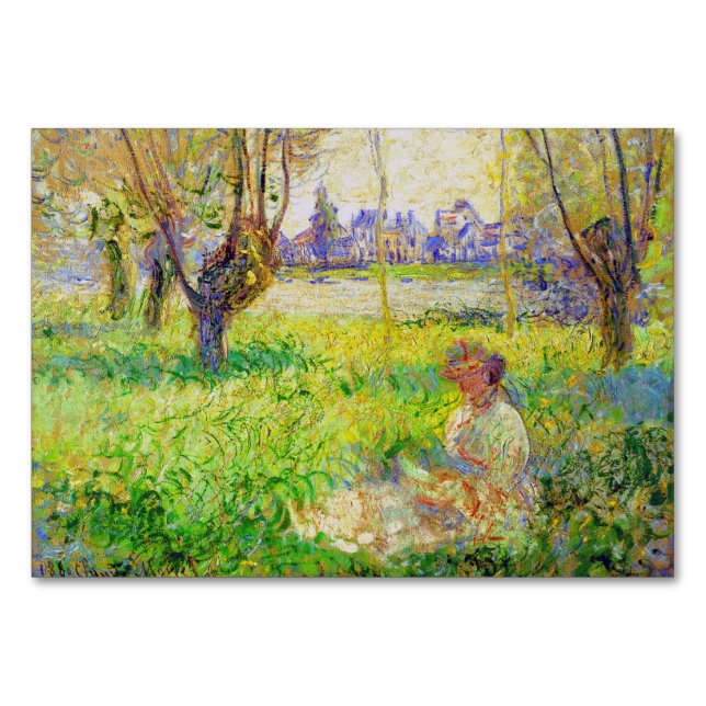 Numeração De Mesa Monet Woman Sentada Sob A Bela Arte Selvagem (Frente)