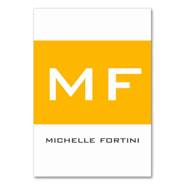 Numeração De Mesa Monograma Atrativo Amarelo Branco Seu Nome (Frente)