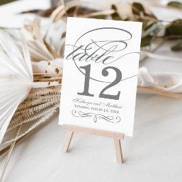 Numeração De Mesa Monograma de Casamento de Caligrafia a Carvão Eleg