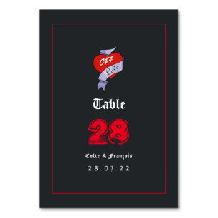 Numeração De Mesa Monograma de Casamento de Rock e Roll